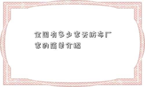 全國有多少家無(wú)紡布廠(chǎng)家的簡(jiǎn)單介紹